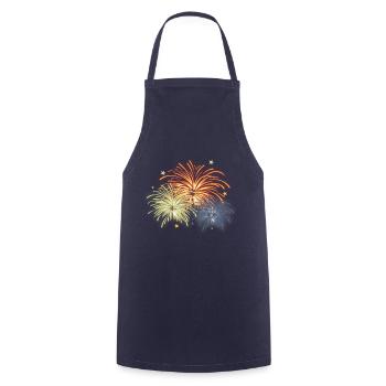 Feuerwerk Silvester Geschenk - Kochschürze - Navy - Vorne - AI Model Male 185 dark (185cm)