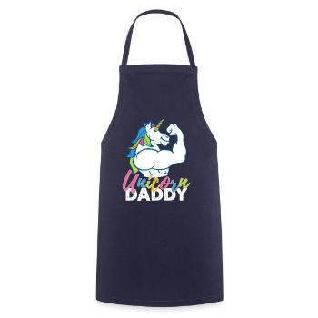 Einhorn-Vati - lustiges Fitness-Gymnastik-Regenbogen-Vati-Geschenk - Kochschürze - Navy - Vorne - AI Model Male 185 dark (185cm)