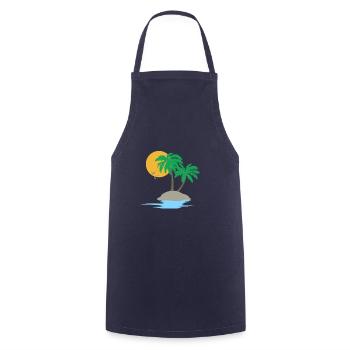 small island gift holiday travel palm beach - Cooking Apron - navy - Front - AI Model Male 185 dark (185cm)