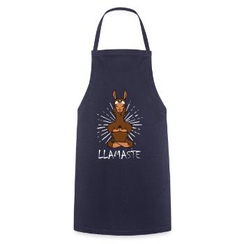Lama Meditation - Kochschürze - Navy - Vorne - AI Model Male 185 dark (185cm)