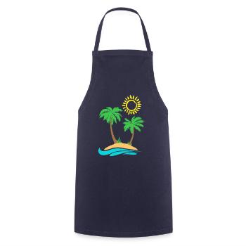 Small Island Gift Holiday Trip Palm Beach - Cooking Apron - navy - Front - AI Model Male 185 dark (185cm)