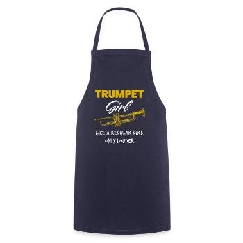 Trompette fille - Tablier de cuisine - marine - Devant - AI Model Male 185 dark (185cm)