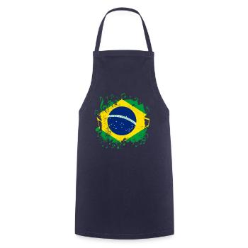 Brésil Drapeau Musique - Tablier de cuisine - marine - Devant - AI Model Male 185 dark (185cm)