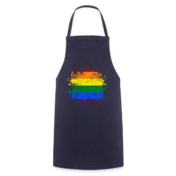 Regenbogenflagge Gay Pride LGBT Musik - Kochschürze - Navy - Vorne - AI Model Male 185 dark (185cm)