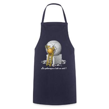 Pétanque ist eine Kunst - Kochschürze - Navy - Vorne - AI Model Male 185 dark (185cm)