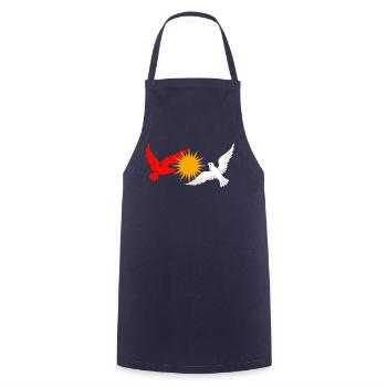 Ezidxan Volgel Taube Drapeau Ezidi en orbite autour du soleil - Tablier de cuisine - marine - Devant - AI Model Male 185 dark (185cm)