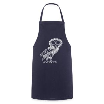 Owl of Athena [White Outline (owl only)] - Cooking Apron - navy - Front - AI Model Male 185 dark (185cm)