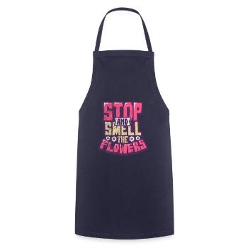 Flowers - Cooking Apron - navy - Front - AI Model Male 185 dark (185cm)