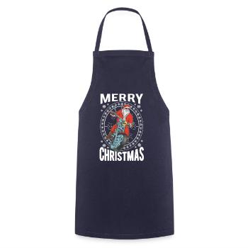Merry Christmas Santa Claus motorcycle - Cooking Apron - navy - Front - AI Model Male 185 dark (185cm)