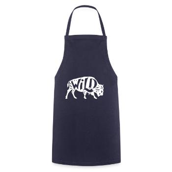 Wild Büffel Natur Bushcraft - Kochschürze - Navy - Vorne - AI Model Male 185 dark (185cm)