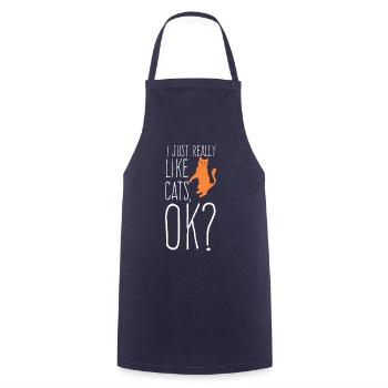 J'aime vraiment les chats Ok Cats Design - Tablier de cuisine - marine - Devant - AI Model Male 185 dark (185cm)