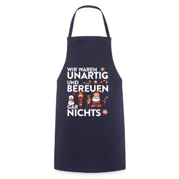 Weihnachtsmann Rentier XMAS Spruch Design - Kochschürze - Navy - Vorne - AI Model Male 185 dark (185cm)