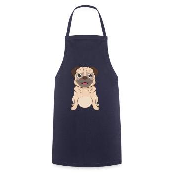 chien carlin - Tablier de cuisine - marine - Devant - AI Model Male 185 dark (185cm)