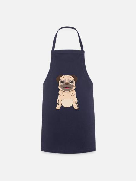 Mops Hund - Kochschürze - Navy