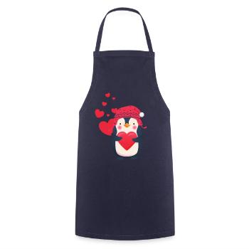 Pingouin mignon avec coeur célèbre l'amour - Tablier de cuisine - marine - Devant - AI Model Male 185 dark (185cm)