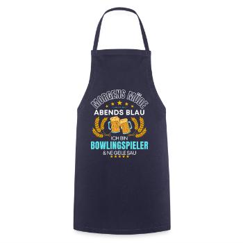 ICH BIN DER BOWLINGSPIELER DIE GEILE SAU! BOWLING - Kochschürze - Navy - Vorne - AI Model Male 185 dark (185cm)