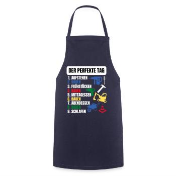 Bau Arbeit Geschenk Bagger Maurer Baustelle Tag - Kochschürze - Navy - Vorne - AI Model Male 185 dark (185cm)
