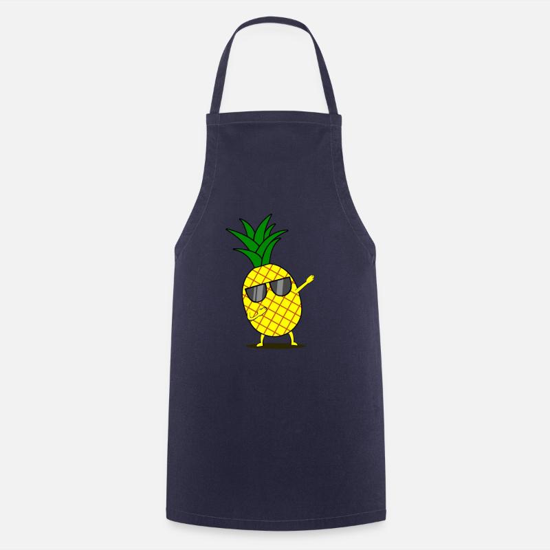 Dabbing yellow pineapple dab funny dancing fruit - Cooking Apron - navy