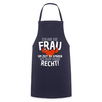 Frau hat immer Recht Spruch - Frauenpower Hochzeit - Kochschürze - Navy - Vorne - AI Model Male 185 dark (185cm)