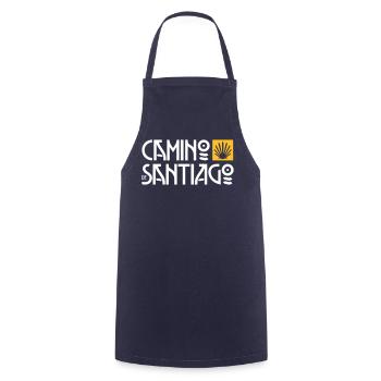 Camino de Santiago | Way of St. James | Art Deco Typo - Cooking Apron - navy - Front - AI Model Male 185 dark (185cm)