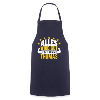 Thomas - Alles wird gut jetzt kommt Thomas - Kochschürze - Navy - Vorne - AI Model Male 185 dark (185cm)