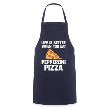 Life is better with pepperoni pizza loved - Cooking Apron - navy - Front - AI Model Male 185 dark (185cm)