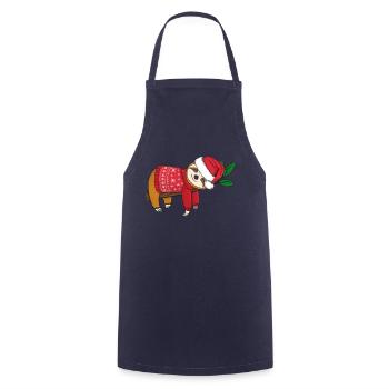 Faultier mit Weihnachtssweater Frohe Weihnachten - Kochschürze - Navy - Vorne - AI Model Male 185 dark (185cm)