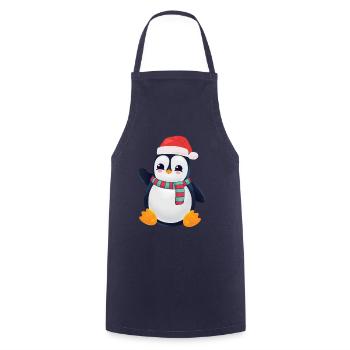 Penguin With Christmas scarf and cap - Cooking Apron - navy - Front - AI Model Male 185 dark (185cm)