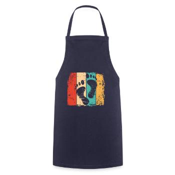 Barefoot footprint vintage - Cooking Apron - navy - Front - AI Model Male 185 dark (185cm)