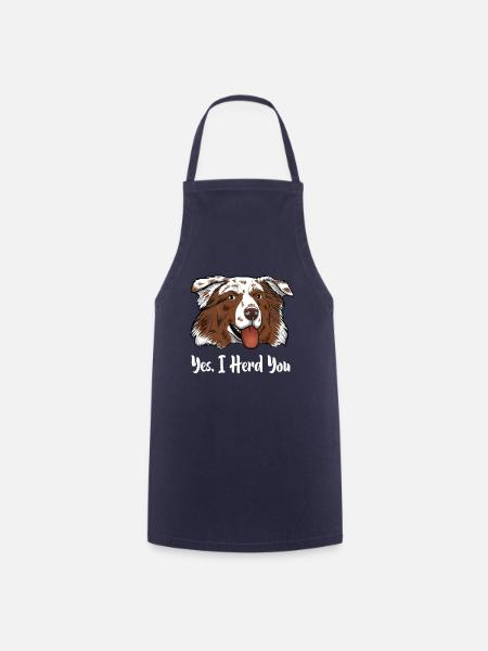 Aussie Australian Shepherd Yes I Stove You - Cooking Apron - navy