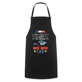 Wee Woo car drives for a future - Cooking Apron - black - Front - AI Model Male 185 dark (185cm)