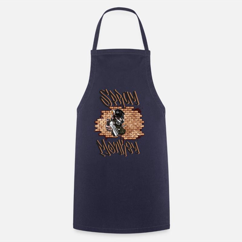 Spray Monkey Graffiti - Cooking Apron - navy
