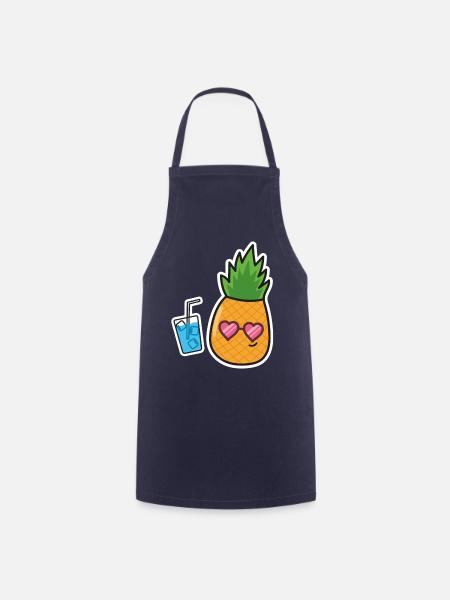 Ananas Urlaub Sommerzeit - Kochschürze - Navy