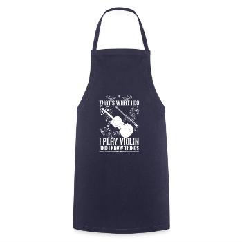 I play violin musician music violinist - Cooking Apron - navy - Front - AI Model Male 185 dark (185cm)