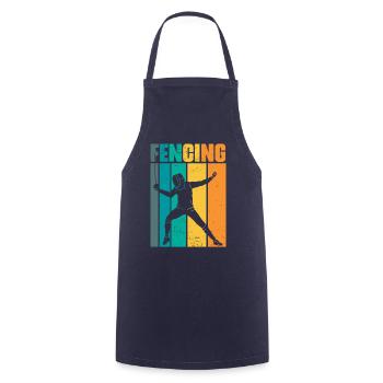 Vintage Fencing Funny Sword Fight Sports Humor - Cooking Apron - navy - Front - AI Model Male 185 dark (185cm)