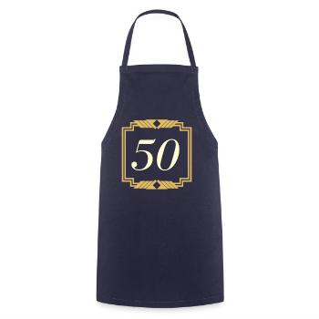 Dicton du 50e anniversaire - Fête des 50 ans - Tablier de cuisine - marine - Devant - AI Model Male 185 dark (185cm)