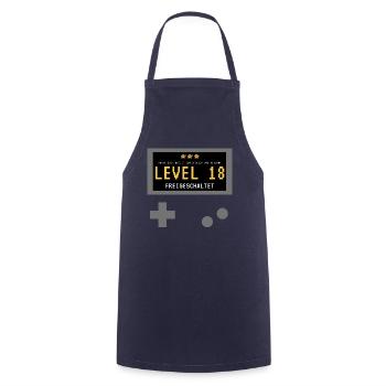 Level 18 freigeschaltet! Gamer Spieler Zocker - Kochschürze - Navy - Vorne - AI Model Male 185 dark (185cm)