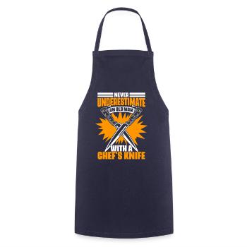 Never underestimate an old man Funny - Cooking Apron - navy - Front - AI Model Male 185 dark (185cm)