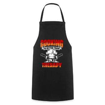 Mieux que la thérapie Humour culinaire drôle pour - Tablier de cuisine - noir - Devant - AI Model Male 185 dark (185cm)