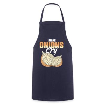 I Make Onions Cry Funny Culinary Humor for - Cooking Apron - navy - Front - AI Model Male 185 dark (185cm)