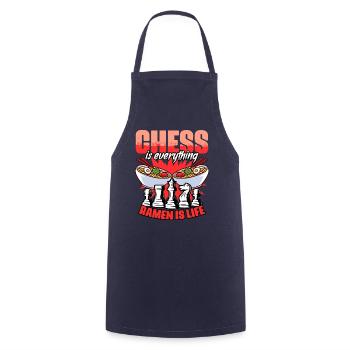 Funny chessboard game humor for a - Cooking Apron - navy - Front - AI Model Male 185 dark (185cm)