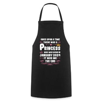 Once upon a time there was a princess. January 2024 Birth - Cooking Apron - black - Front - AI Model Male 185 dark (185cm)