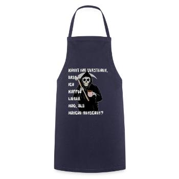 Skelett Sensenmann trinkt Kaffee Halloween - Kochschürze - Navy - Vorne - AI Model Male 185 dark (185cm)