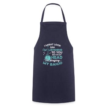 I Play My Banjo Musician Guitar Bluegrass - Cooking Apron - navy - Front - AI Model Male 185 dark (185cm)