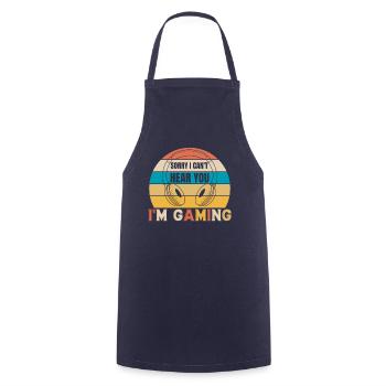 In gaming - Gamer Design retro - Cooking Apron - navy - Front - AI Model Male 185 dark (185cm)