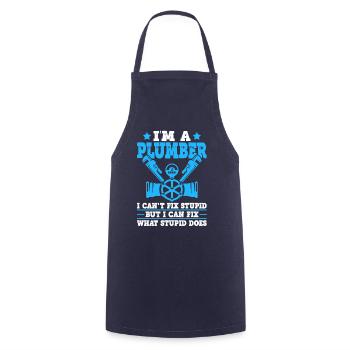 Funny Plumber Pipefitter Pipefitting - Cooking Apron - navy - Front - AI Model Male 185 dark (185cm)