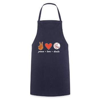 Peace Love Doula Midwife - Cooking Apron - navy - Front - AI Model Male 185 dark (185cm)