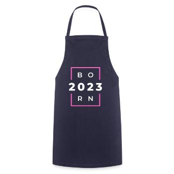 Born 2023 - Geboren im Jahr 2023 Geburts oder - Kochschürze - Navy - Vorne - AI Model Male 185 dark (185cm)