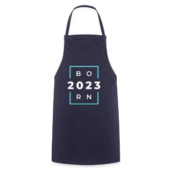 Born 2023 - Geboren im Jahr 2023 Geburts oder - Kochschürze - Navy - Vorne - AI Model Male 185 dark (185cm)