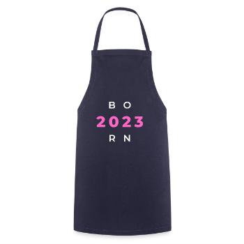 Born 2023 - Geboren im Jahr 2023 Geburts oder - Kochschürze - Navy - Vorne - AI Model Male 185 dark (185cm)